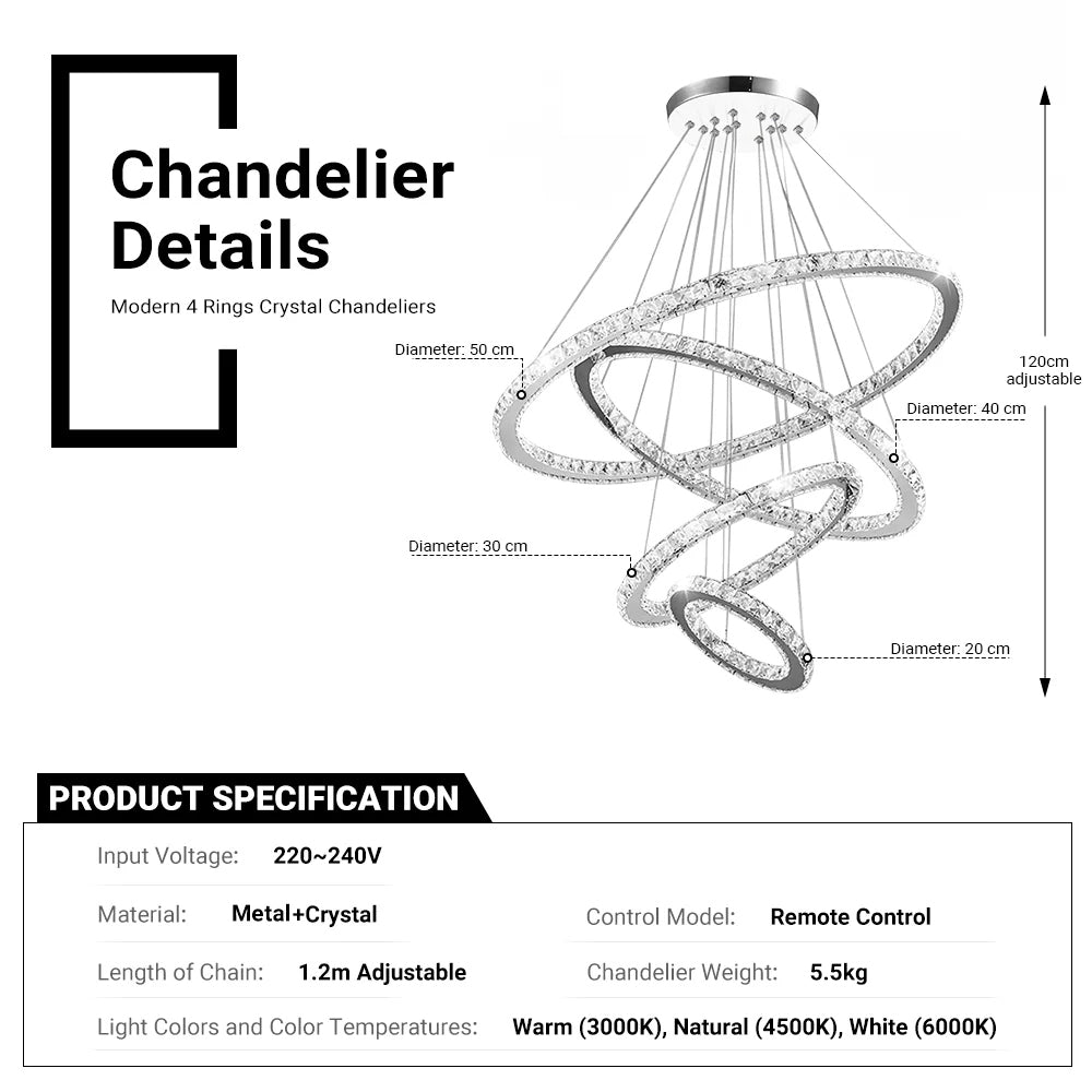 4/6Rings Crystal Chandelier by USOR - Australian Chandelier Store