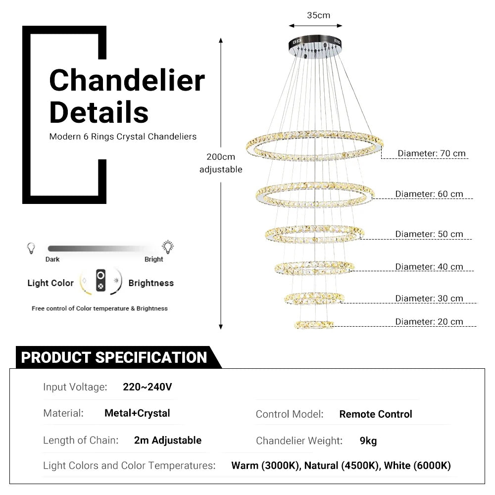 4/6Rings Crystal Chandelier by USOR - Australian Chandelier Store