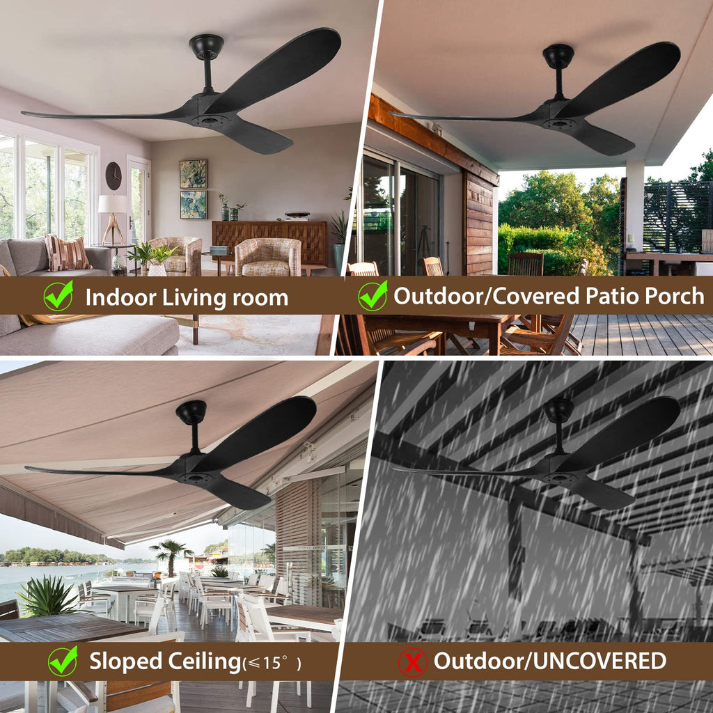 3 Wood Blades Black Ceiling Fan by USOR - Australian Chandelier Store