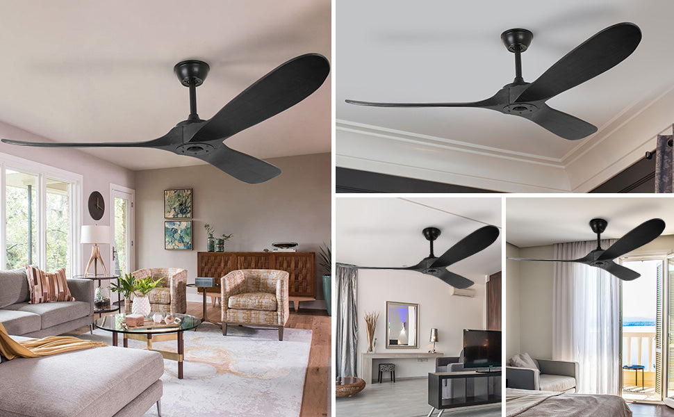 3 Wood Blades Black Ceiling Fan by USOR - Australian Chandelier Store