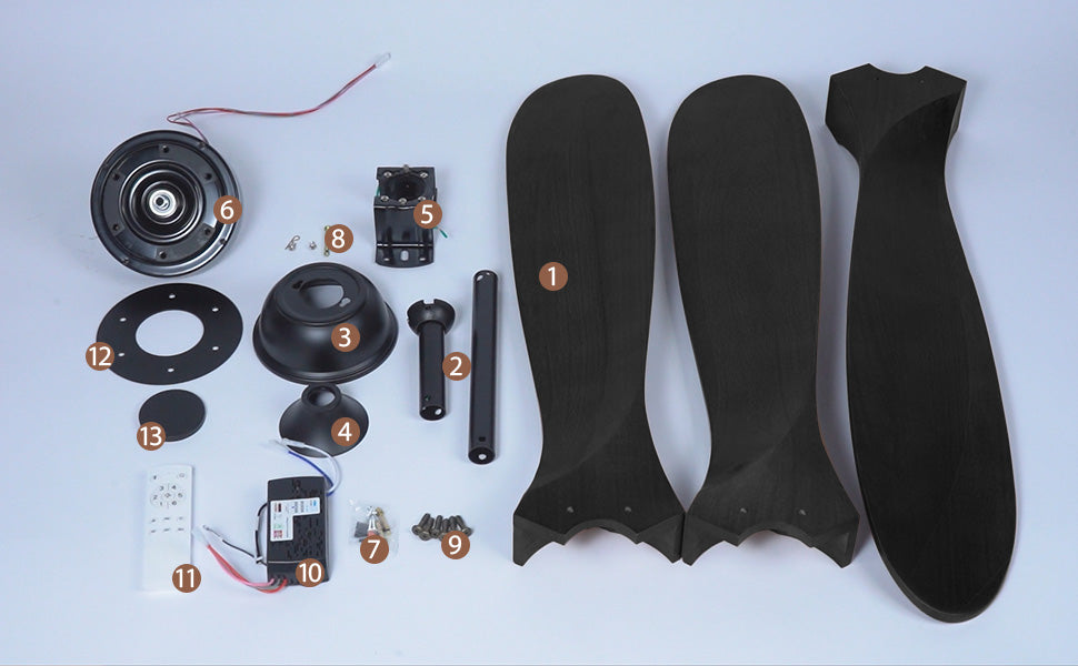 3 Wood Blades Black Ceiling Fan by USOR - Australian Chandelier Store