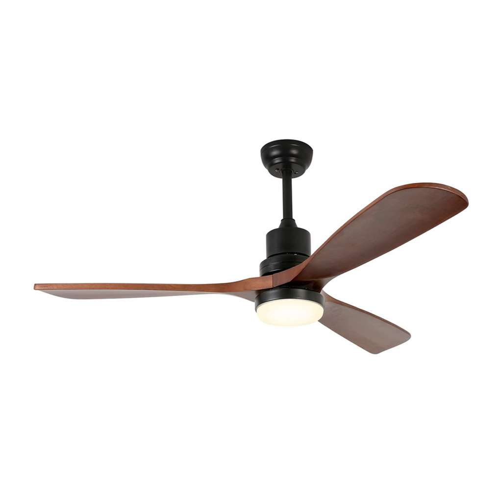 52'' Modern Black&Brown Ceiling Fan with Light & Remote Control MZ3B-W-BrB-52-L