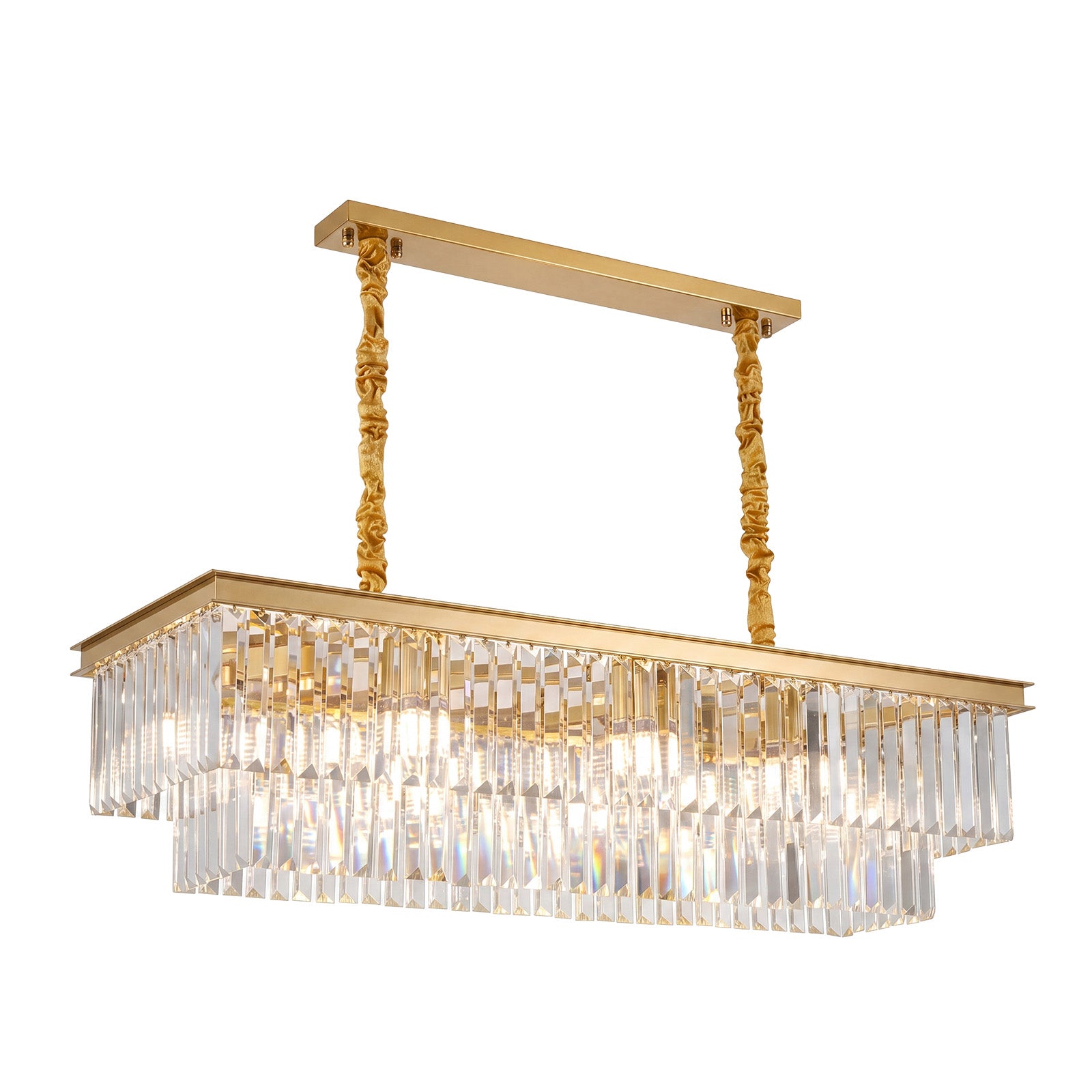 Luxury Crystal Strip Chandelier Golden Ceiling Light Lamp LED CL-CSCGO