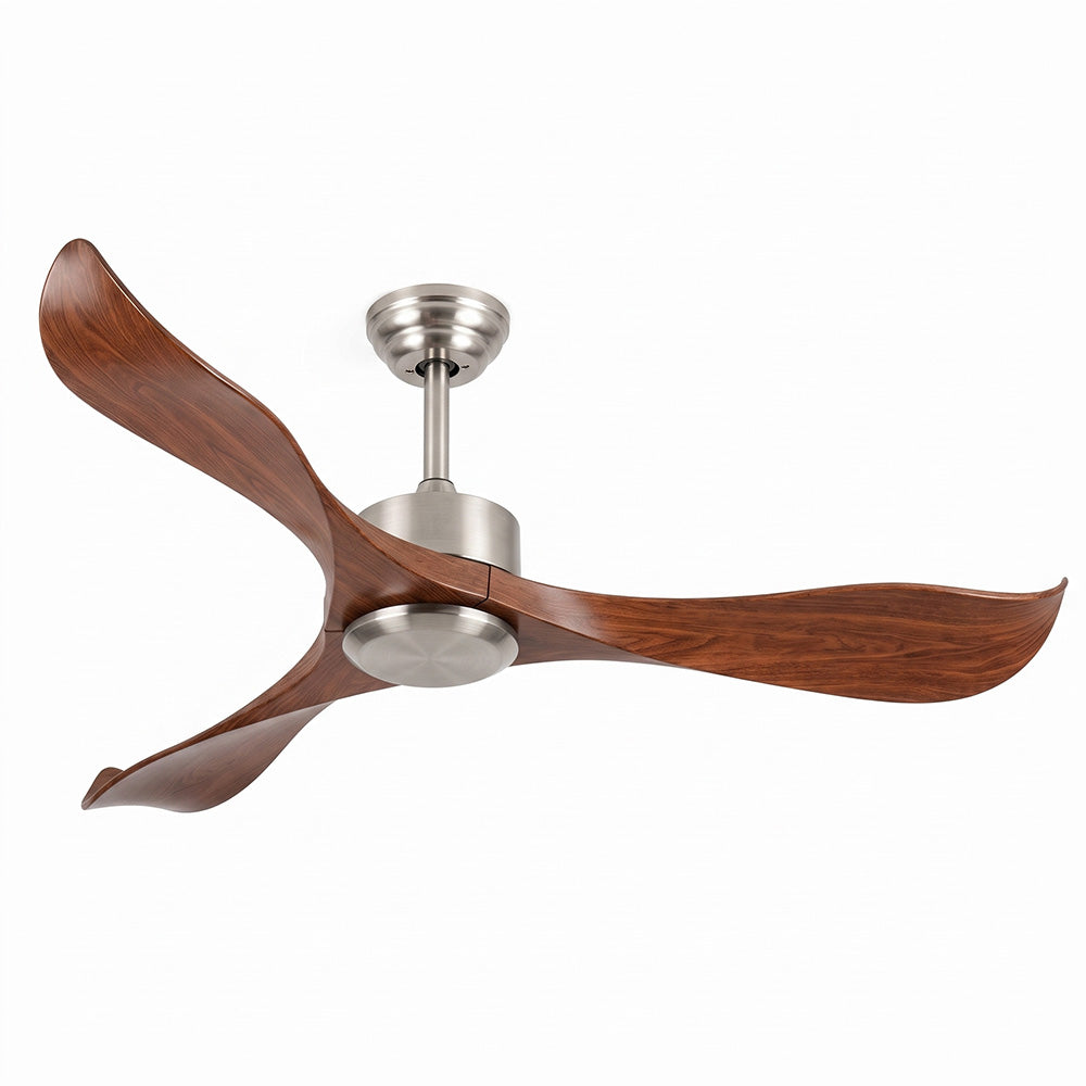52"Silver&Brown Ceiling Fan Remote Control 3 ABS Blades Timer CF-5214