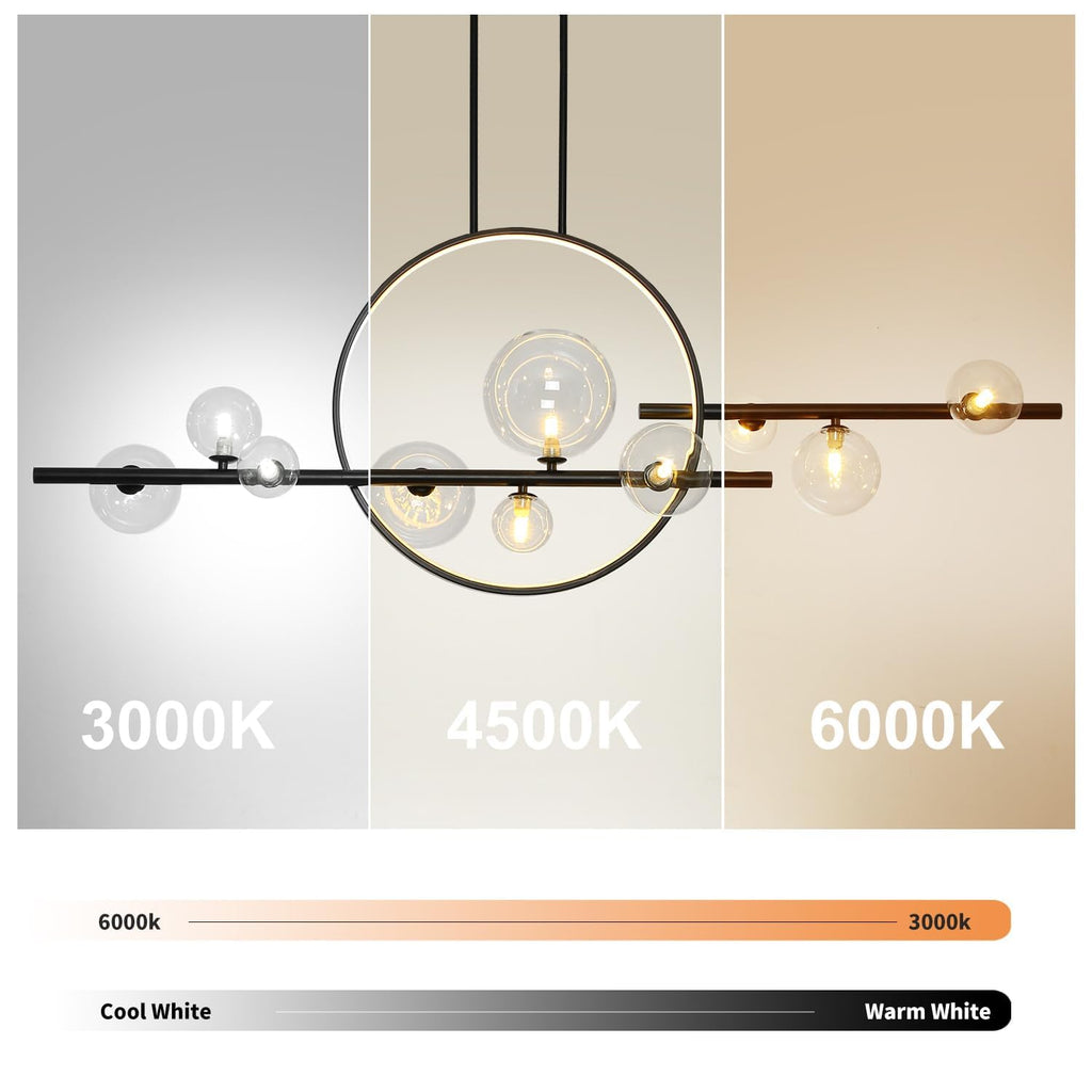LED Sputnik Chandelier with Glass Globe Shade 10-Light Pendant Light