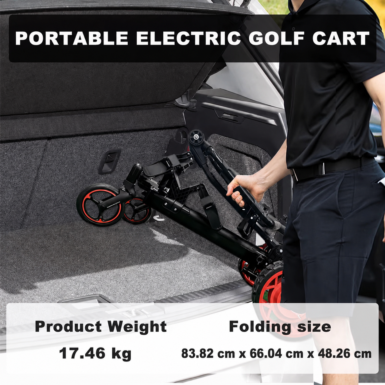Follow Me Electric Golf Cart Buggy Remote Control Foldable Trolley 500W