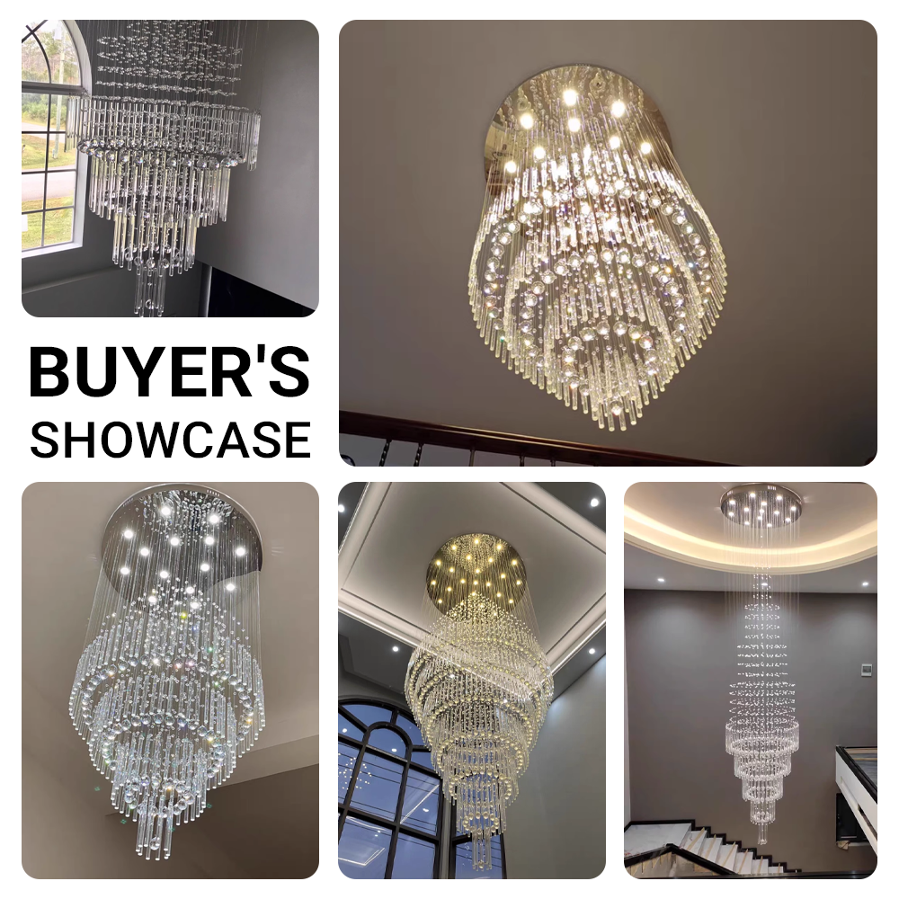 High Ceiling Crystal Chandelier Raindrop Staircase Chandelier CL-LRC