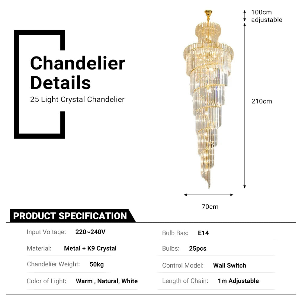 Luxury Spiral Crystal Chandelier by USOR - Australian Chandelier Store