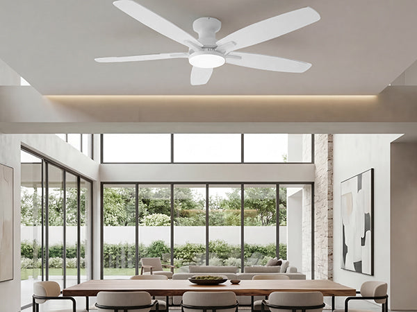 Ceiling Fan with Light 52" DC Motor 5 Wood Blades White CF-52JYFW