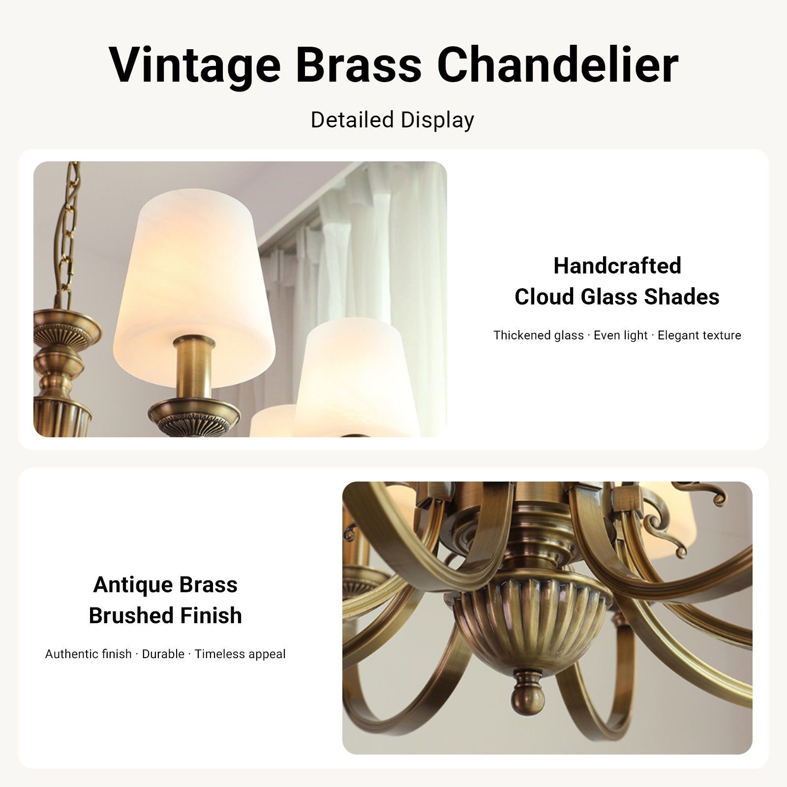 Solid Brass 6 Light Chandelier Antique Brass Pendant Lighting CL-VBC6