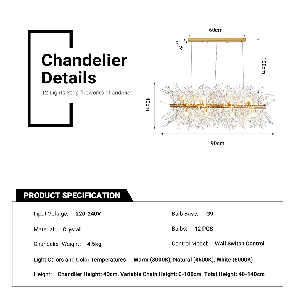 Modern Chandelier Firework 12 Lights 3 Colors Dandelion Pendant Ceiling Light CL-FWS