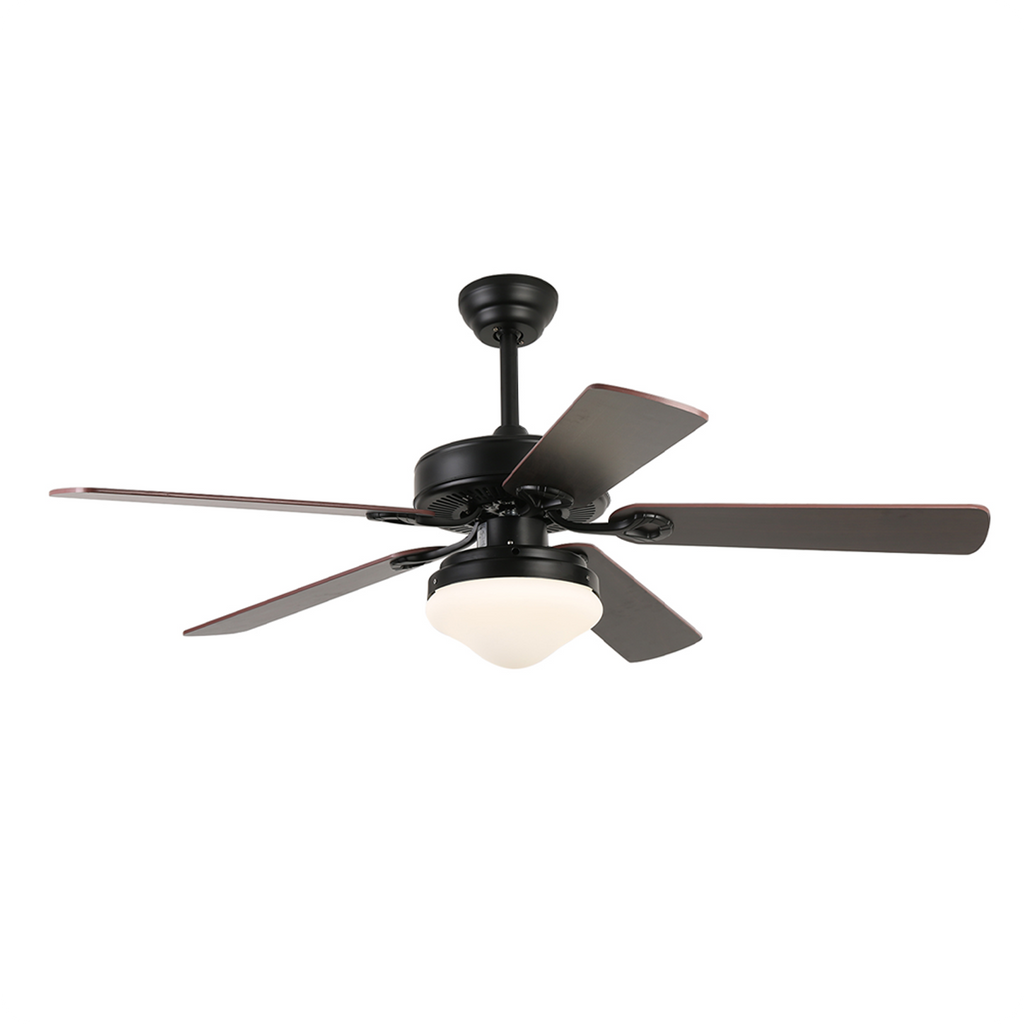 52'' Modern Black Ceiling Fan with Light & Remote Control DS5B-W-2B-52-L