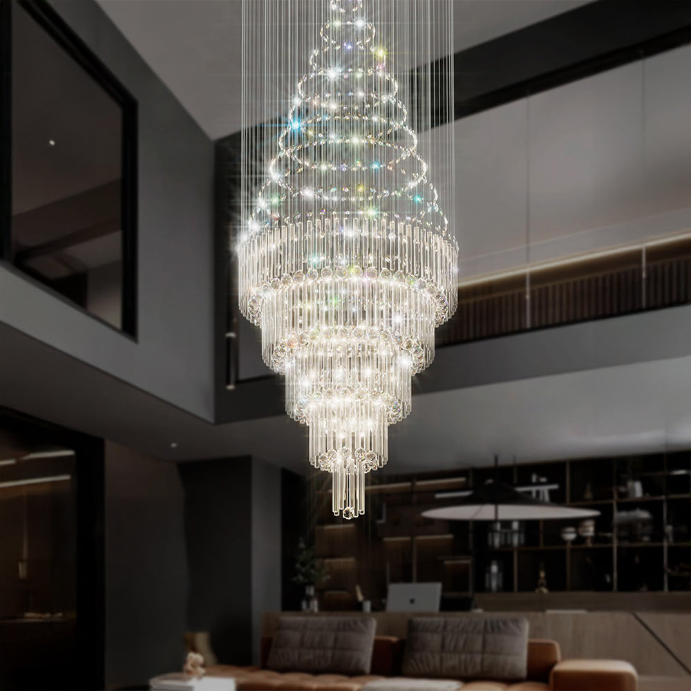 High Ceiling Crystal Raindrop Chandelier by USOR - Australian Chandelier Store