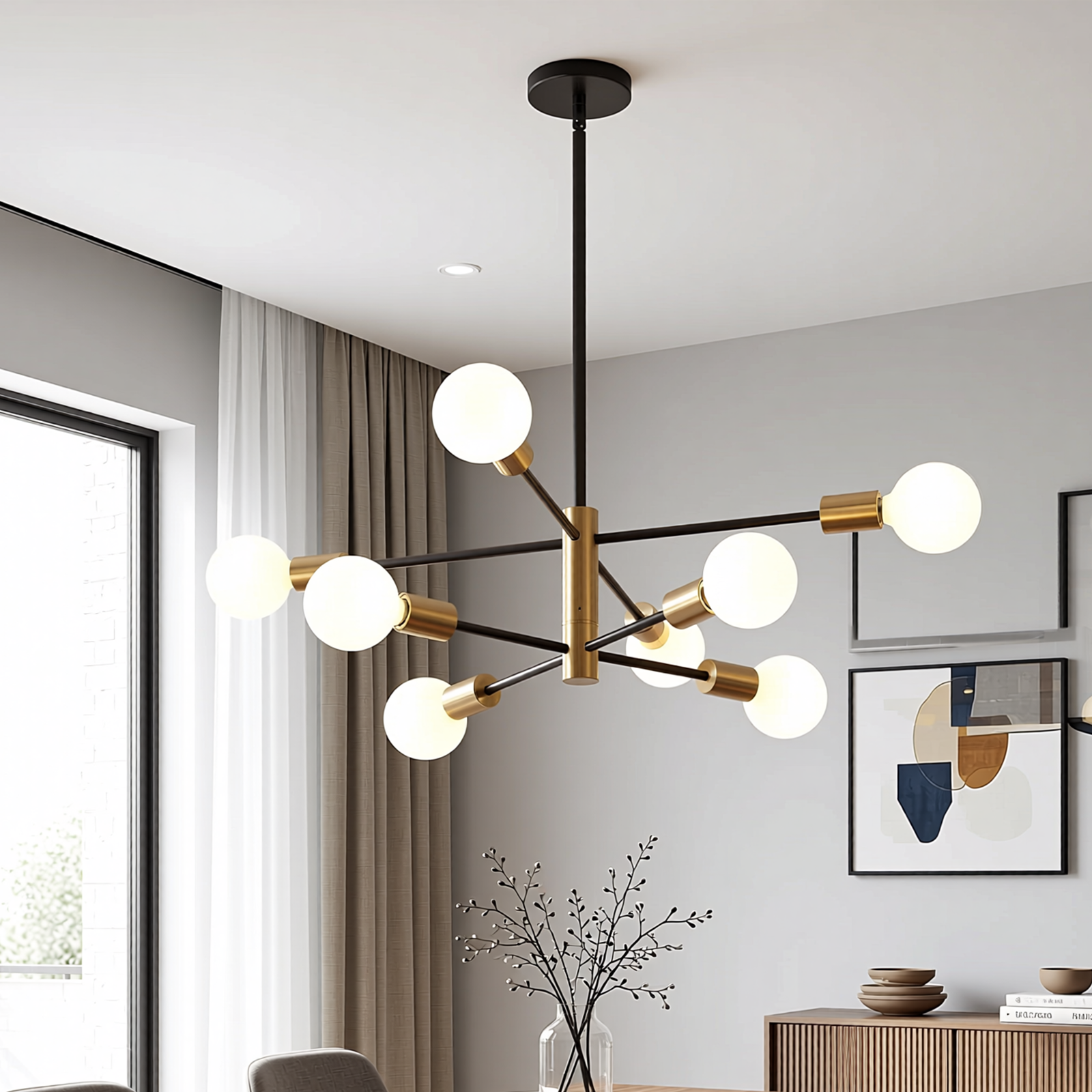 Sputnik Chandelier 8 Light Modern Pendant 3 Color Ceiling Light CL-HWGC8