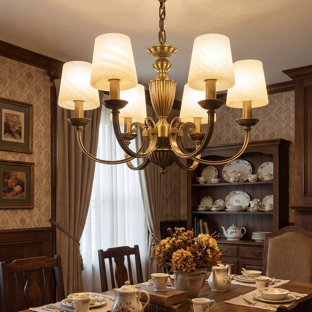 Solid Brass 6 Light Chandelier Antique Brass Pendant Lighting CL-VBC6