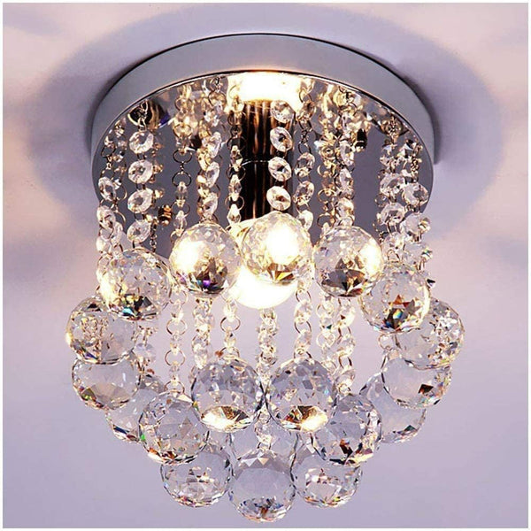 Mini Crystal Chandeliers LED Ceiling Light 3 Colors Adjustable Decor For Bedroom