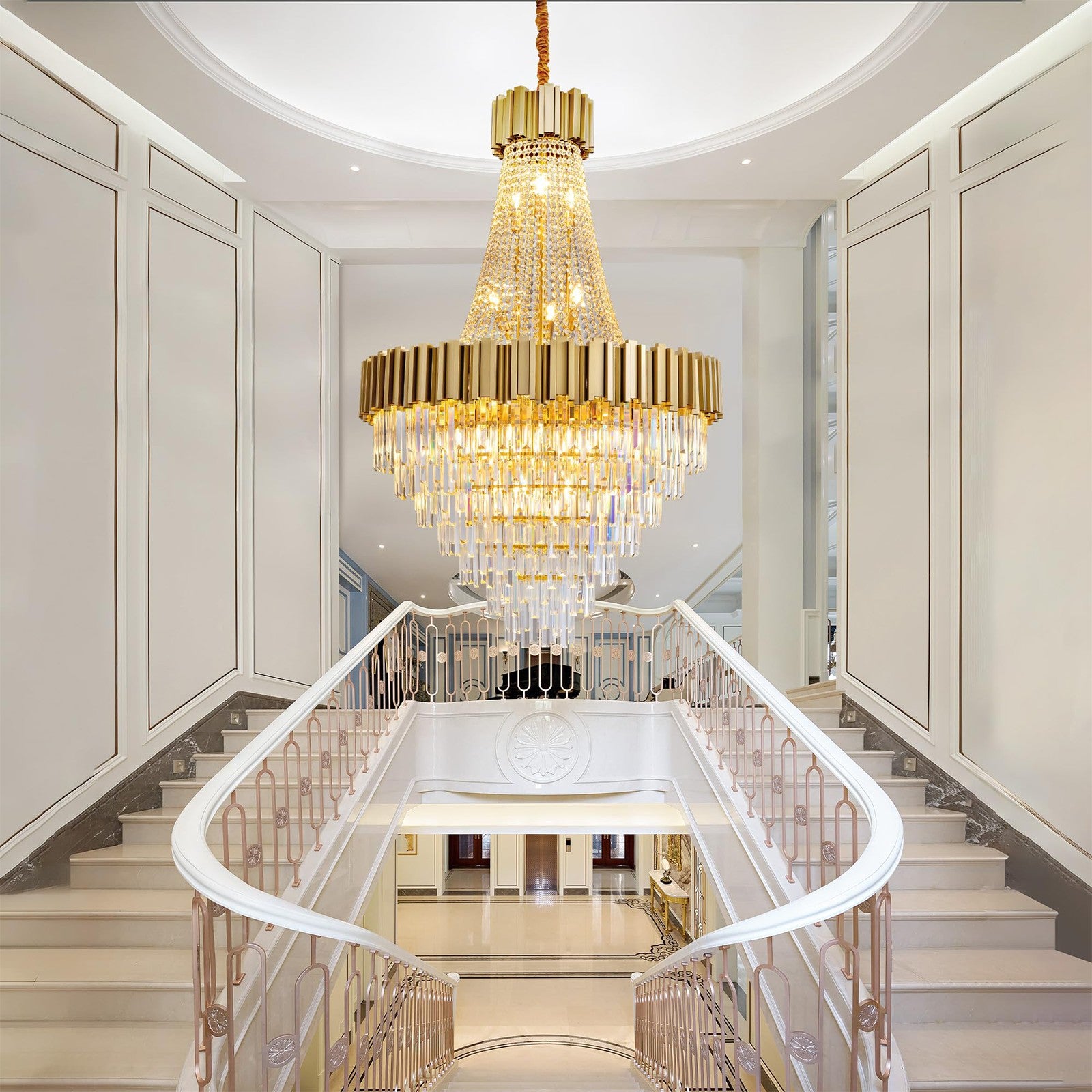 Luxury Crystal Spinning Top Chandelier Modern High Ceiling Light CL-CSTC