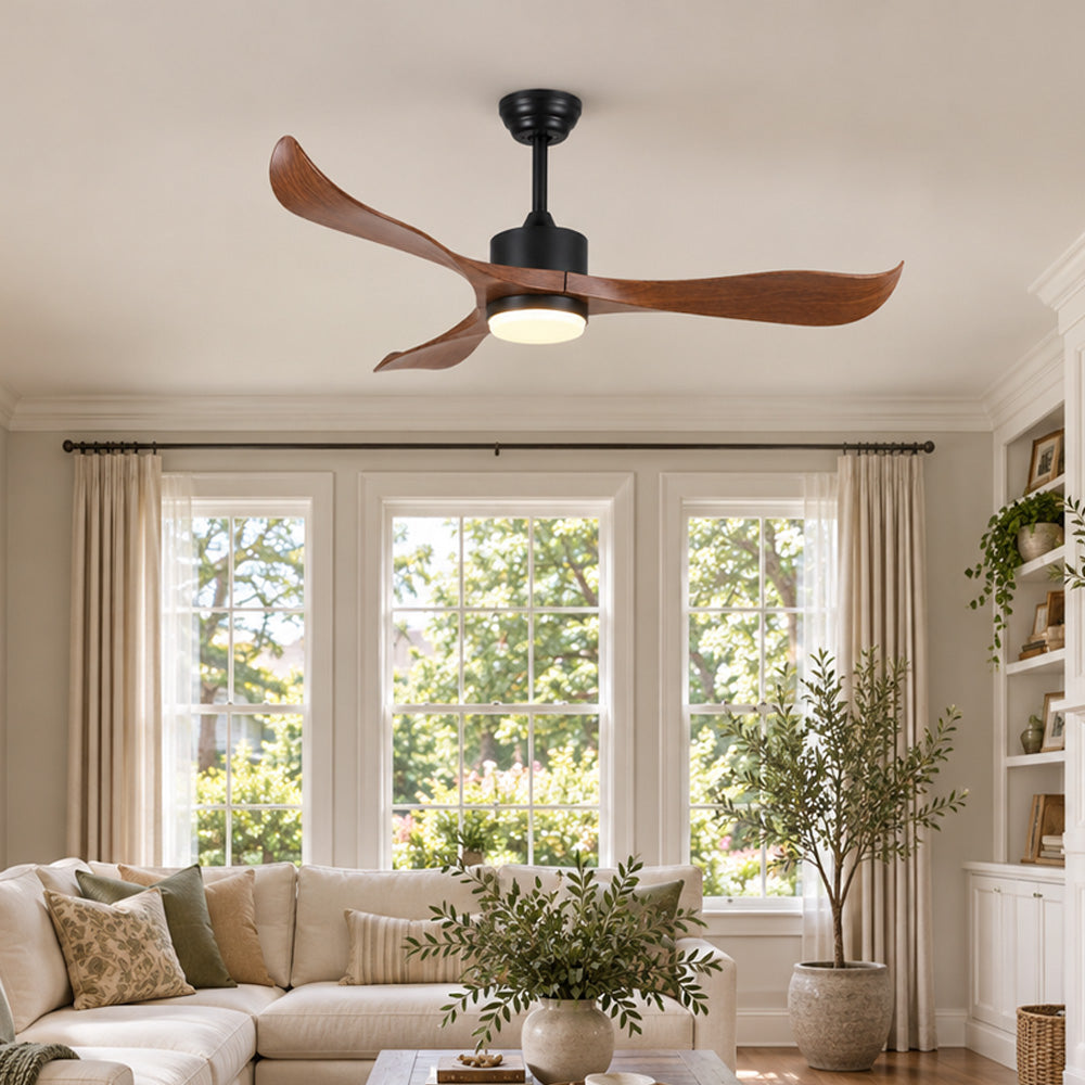 52" Ceiling Fan with Light Designer Black&Brown ABS Blades CF-5211