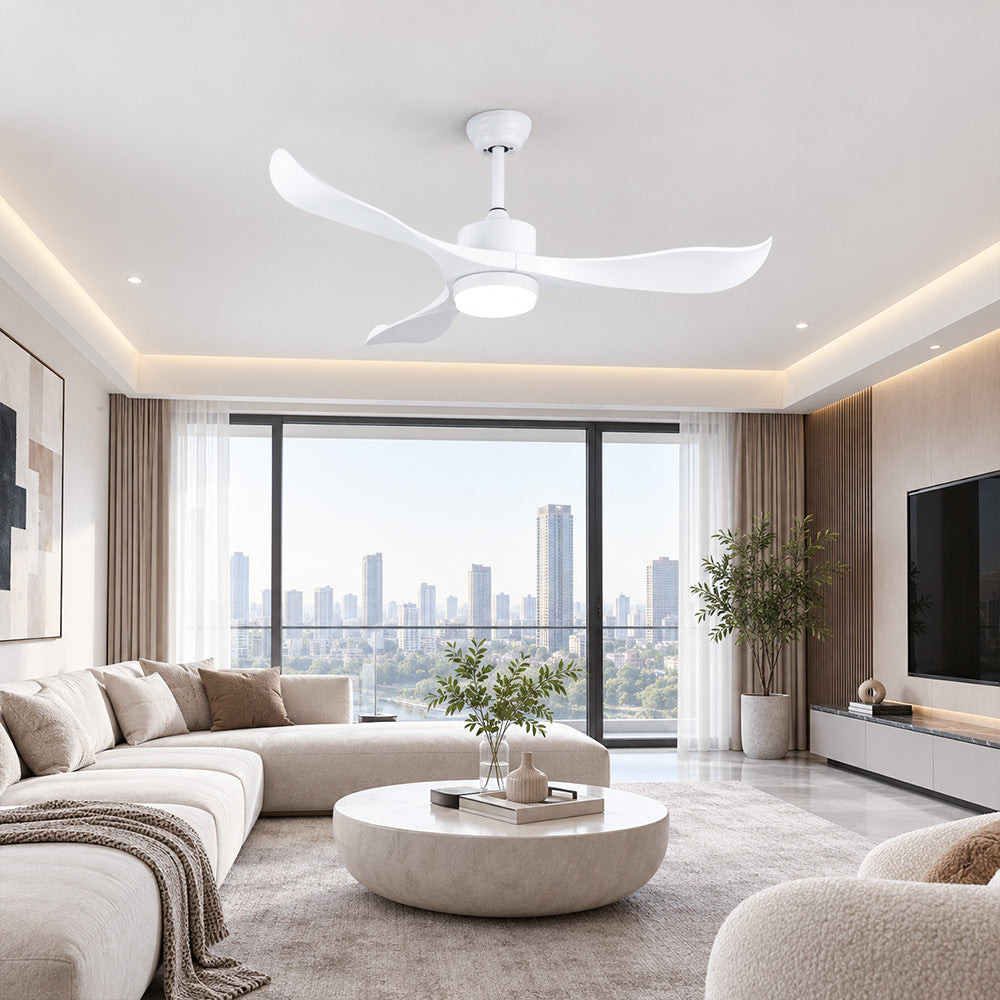 52'' Ceiling Fan with Light Designer Pure White  ABS Blades CF-5215