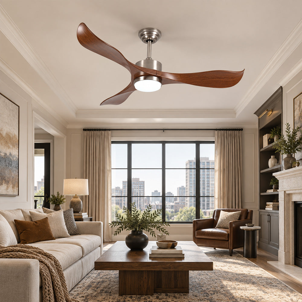 52" Ceiling Fan with Light Designer Silver&Brown ABS Blades CF-5213