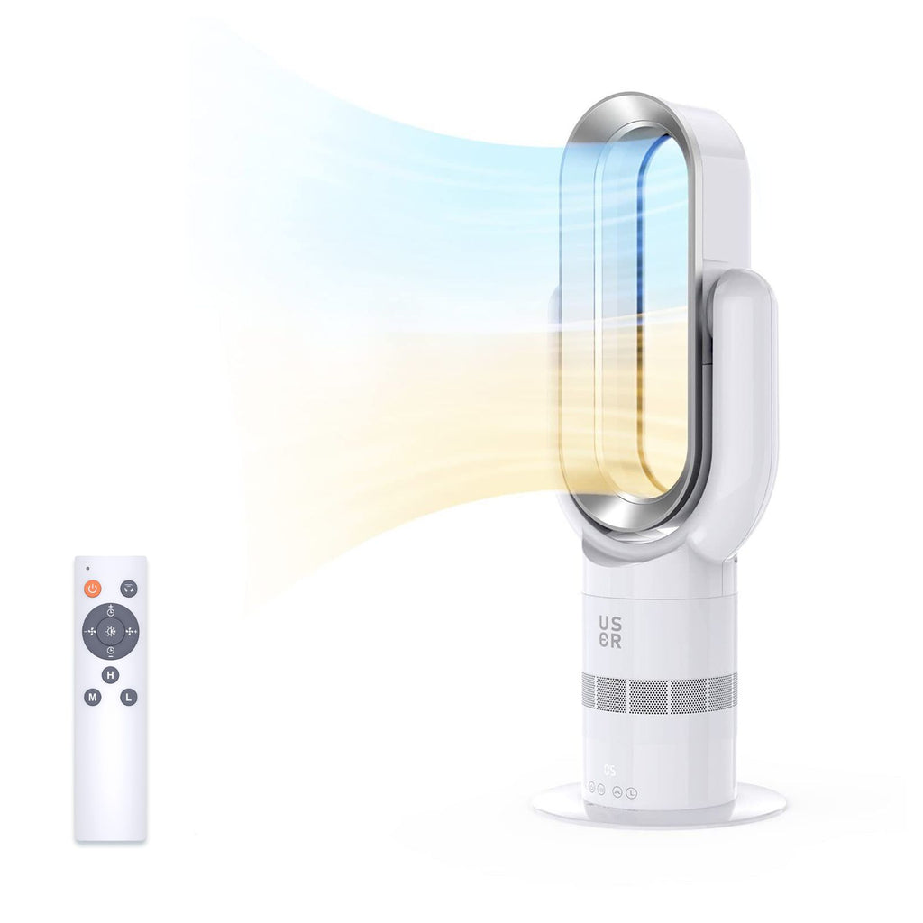 2in1 Bladeless Tower Fan Heating Cooling Fan Timer With LCD Touch Remote Control