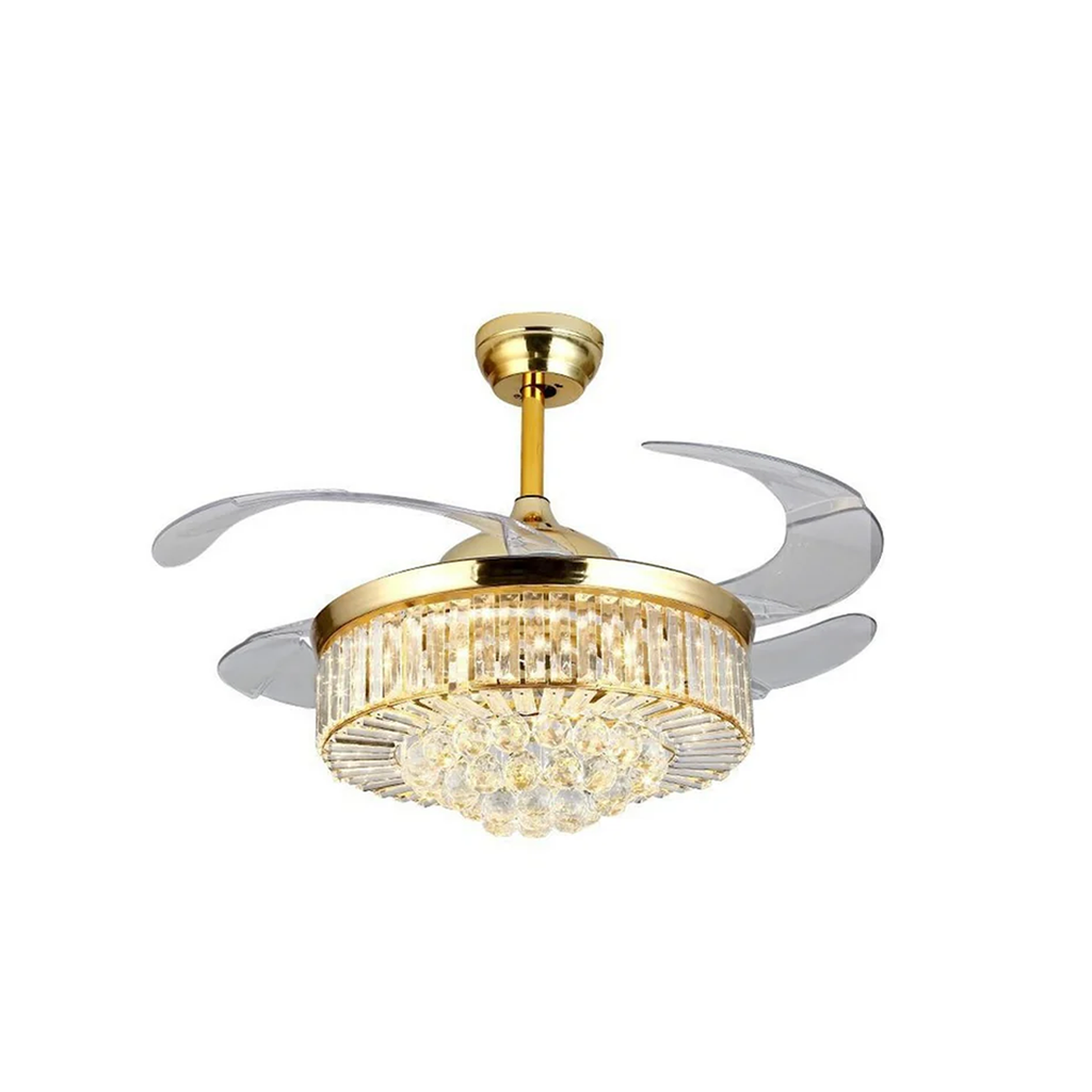 Ceiling Fan With Crystal Light 42''Vintage Gold Remote Control CF-4203