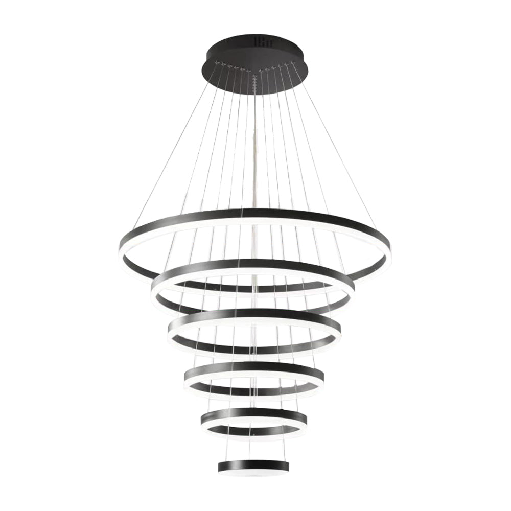 【DIY】Modern Black&White 5/6 Rings Chandeliers Colors Dimmable Home Ceiling Light