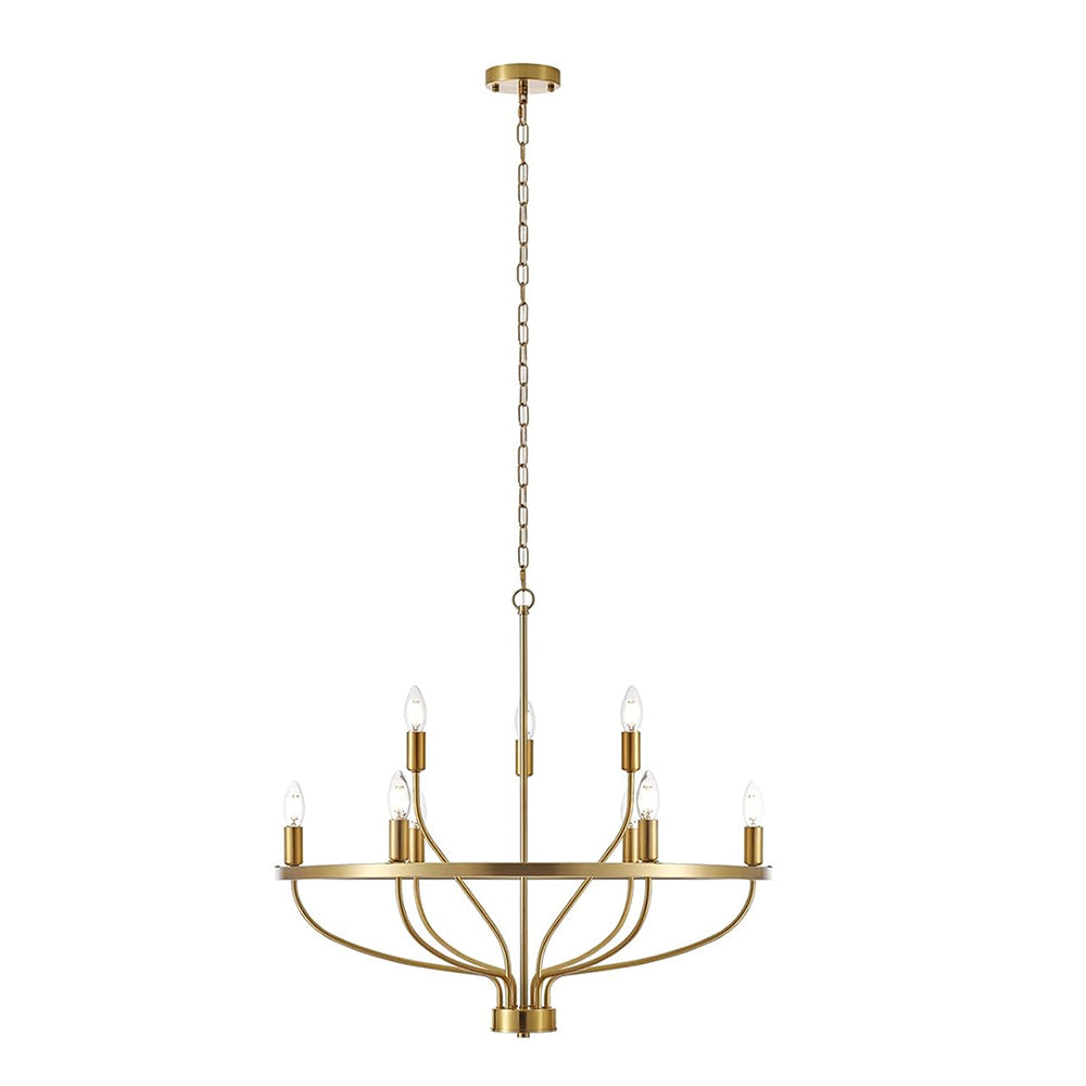 USOR 6-Light Farmhouse Chandelier Gold Candle Industrial Pendant Ceiling Light Golden