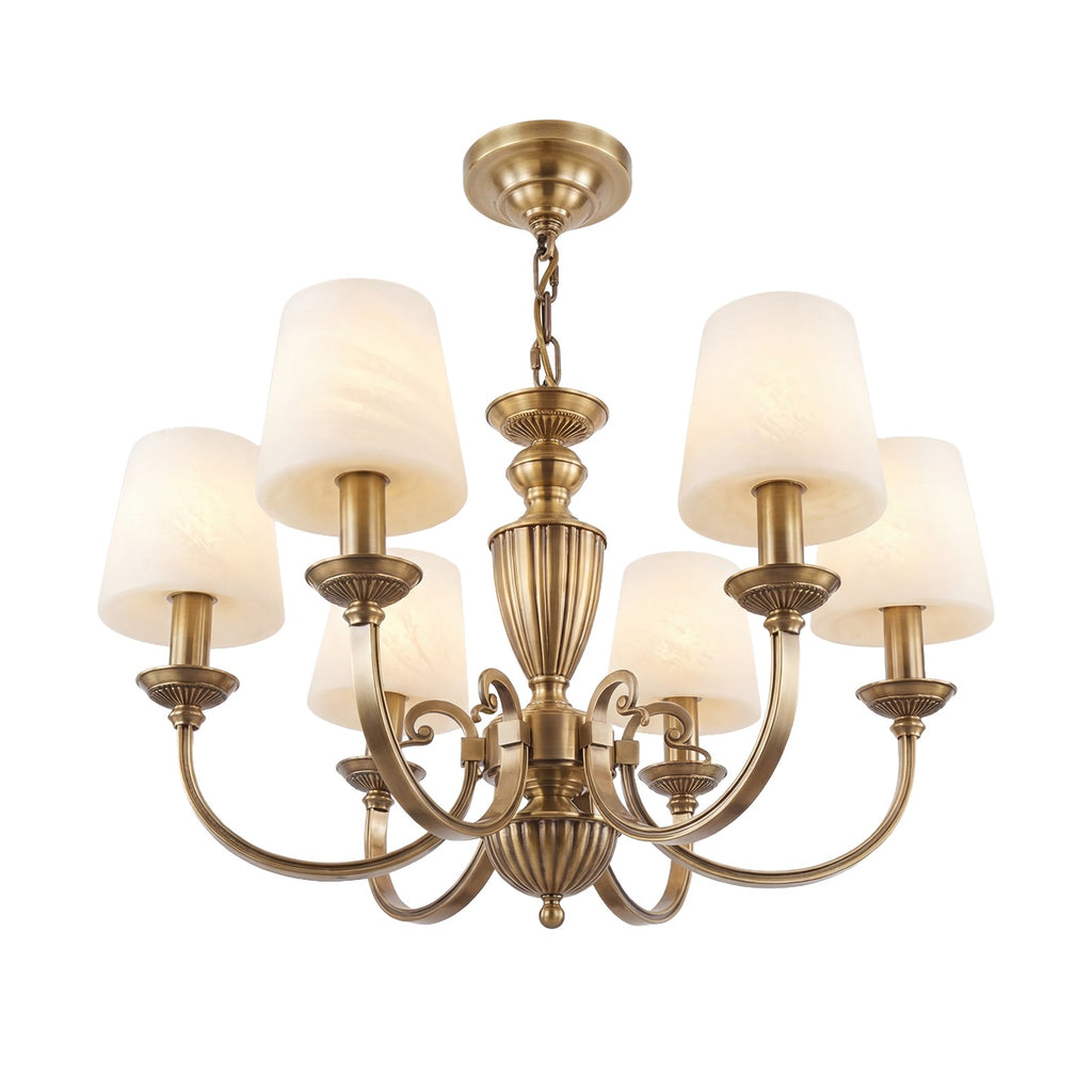Solid Brass 6 Light Chandelier Antique Brass Pendant Lighting CL-VBC6