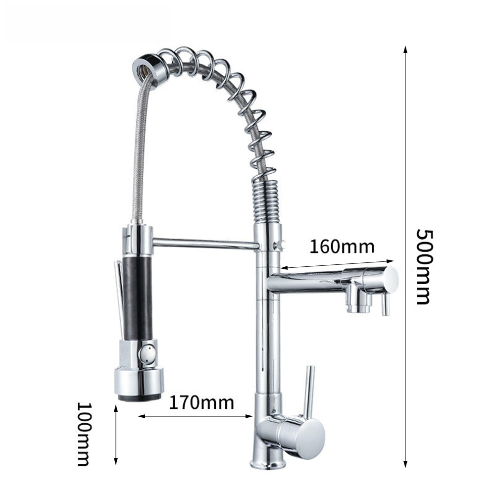 Modern Brass Kitchen Mixer Taps Sink with Pull Down Sprayer Faucet Pull Out Tap