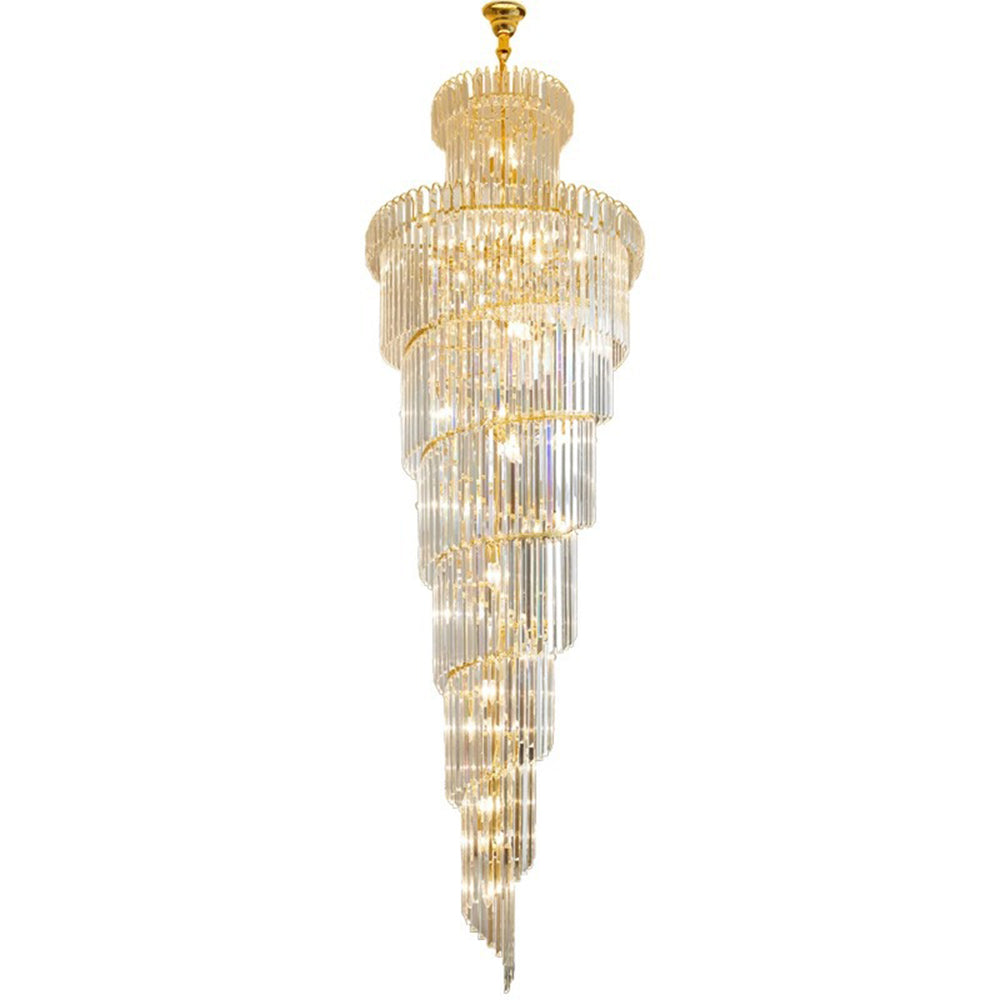 Luxury Modern Staircase Chandelier Spiral Crystal Chandelier for High Ceiling