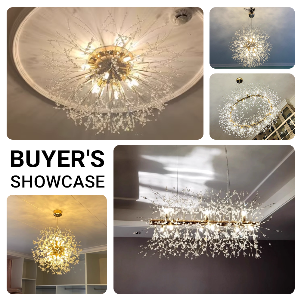 Crystal Firework Chandelier Flush Mount Dandelion Pendant Light CL-FWC