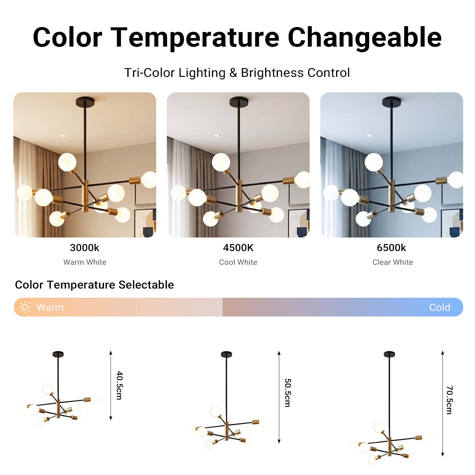 Sputnik Chandelier 12 Light Modern Pendant 3 Color Ceiling Light CL-HWGC12