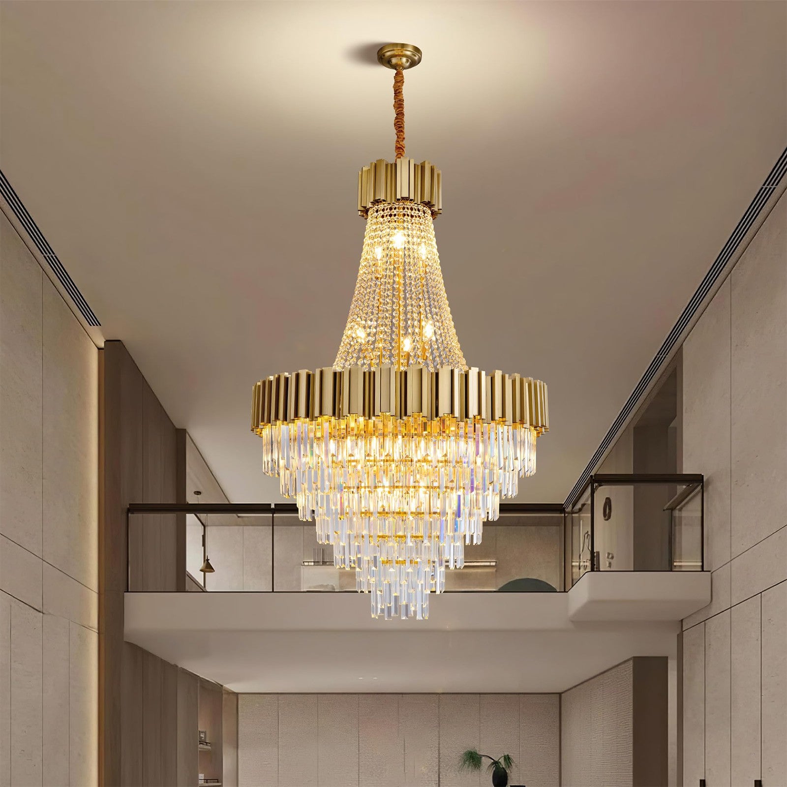 Luxury Crystal Spinning Top Chandelier Modern High Ceiling Light CL-CSTC