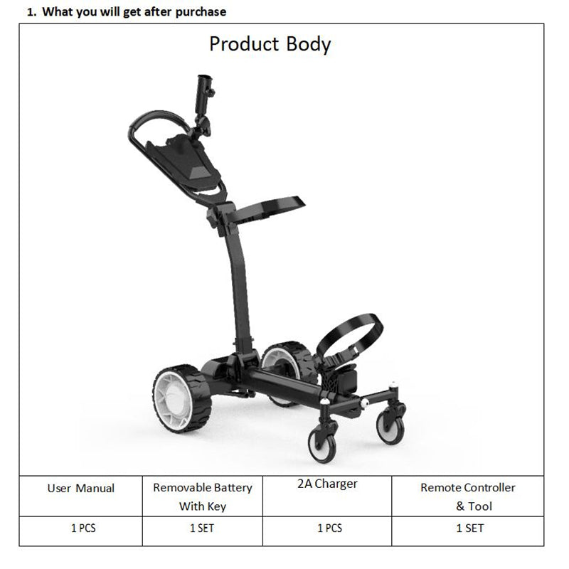 Follow Me Electric Golf Cart Buggy Remote Control Foldable Trolley 500W