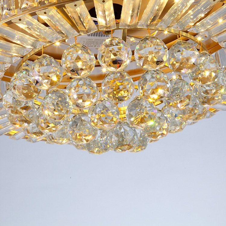 Ceiling Fan With Crystal Light 42''Vintage Gold Remote Control CF-4203