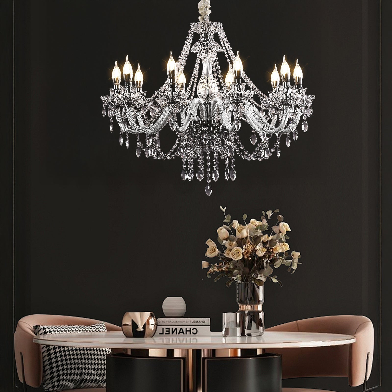 10 Lights Crystal Chandelier Large Ceiling Pendant Light CL-WCC10