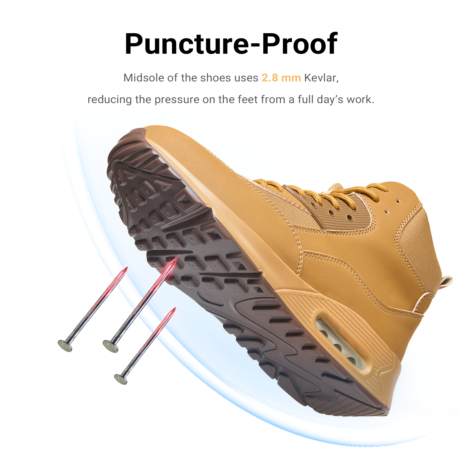 Work Boots Safety Shoes Heavy Duty Wheat