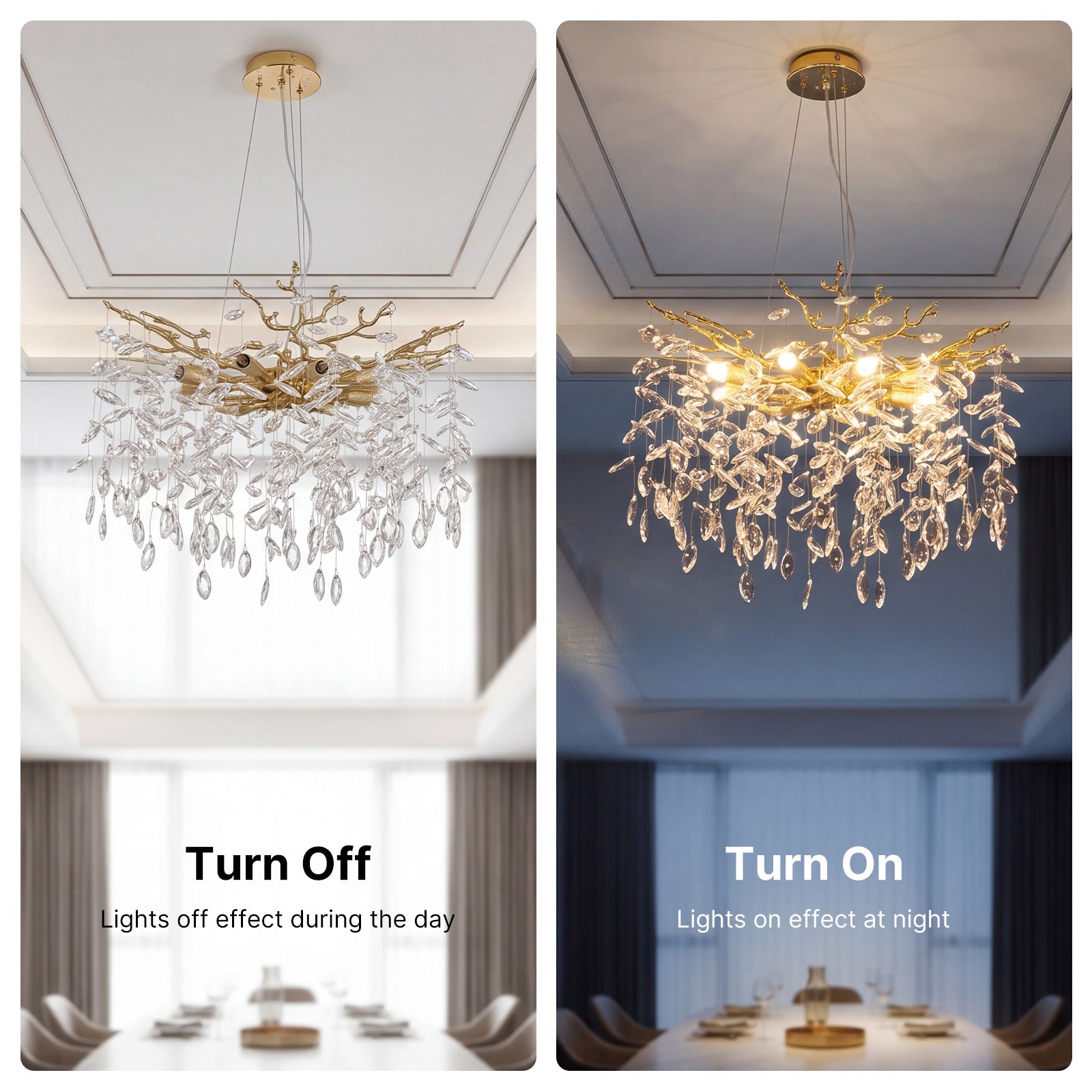 Crystal Tree Branches Chandelier 60cm Gold/Silver 8-Light Luxury Pendant CL-LCTB60