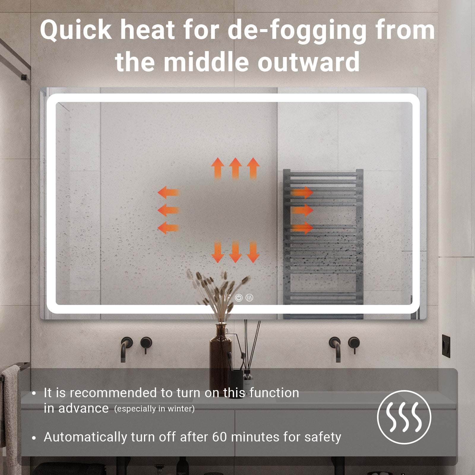 Dimmable Backlit Anti-Fog Bathroom Mirror by USOR - Australian Furniture & Homeware Store