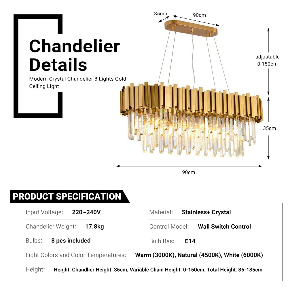 Luxury Crystal Strip Chandelier-Gold by USOR - Australian Chandelier Store