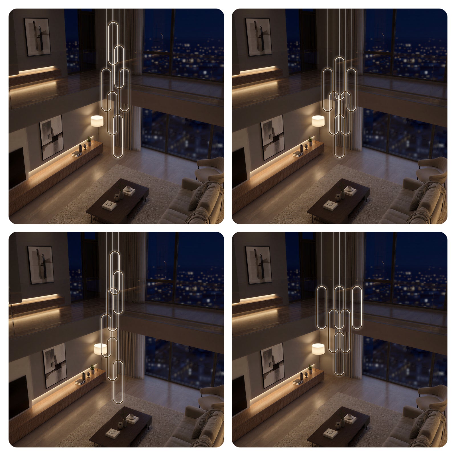 Large 6-Ring LED Chandelier Modern Dimmable Ceiling Light Foyer With Remote CL-HSL/CL-OSL
