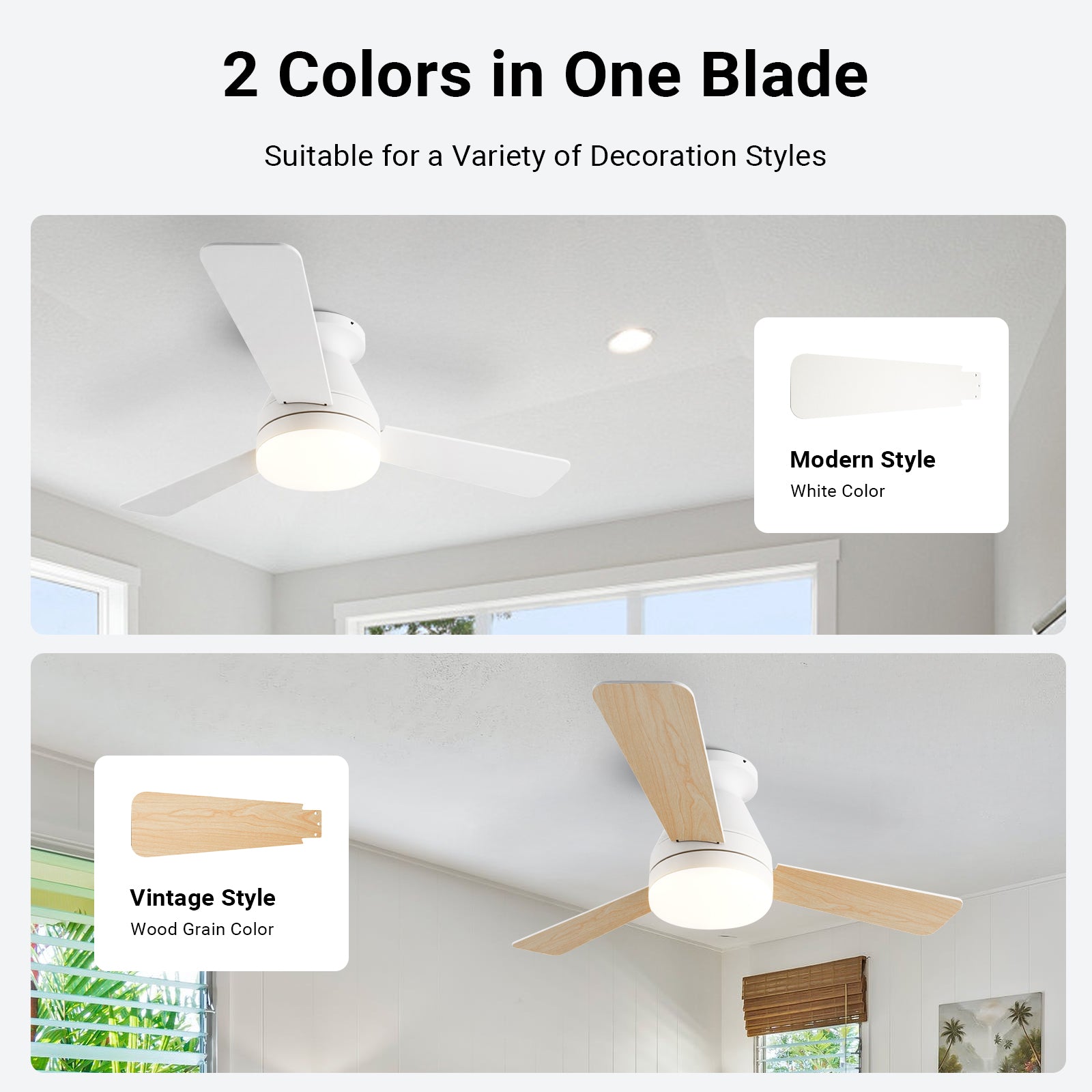 36/42" Low Profile Ceiling Fan with Light-White by USOR - Australian Ceiling Fan Store