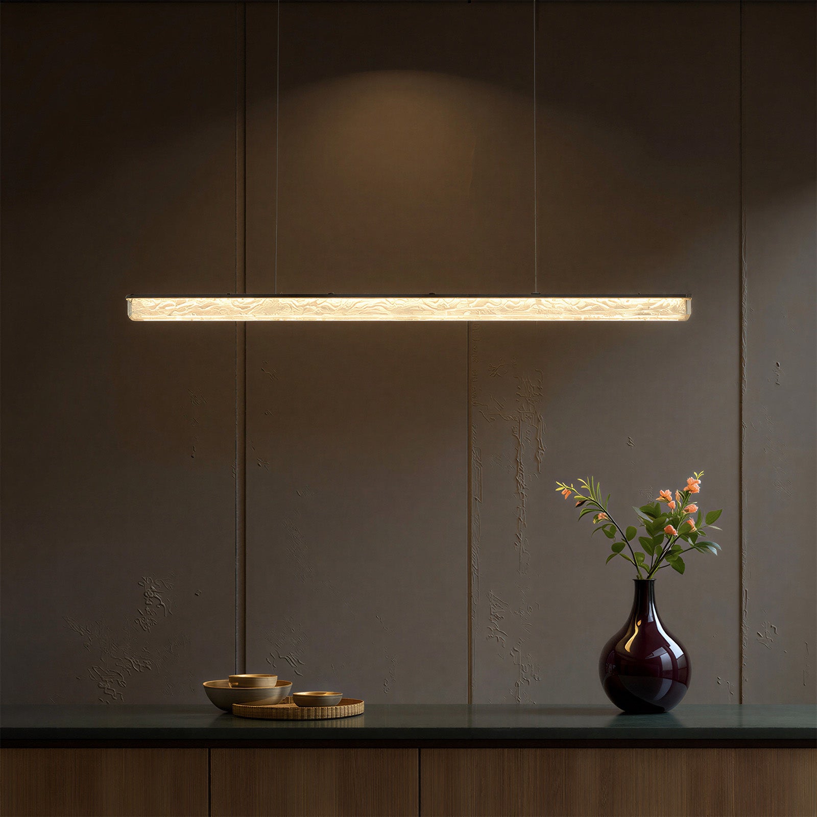 Crackle Resin Linear Pendant Light Modern Minimalist Dining Chandelier CL-LSCC