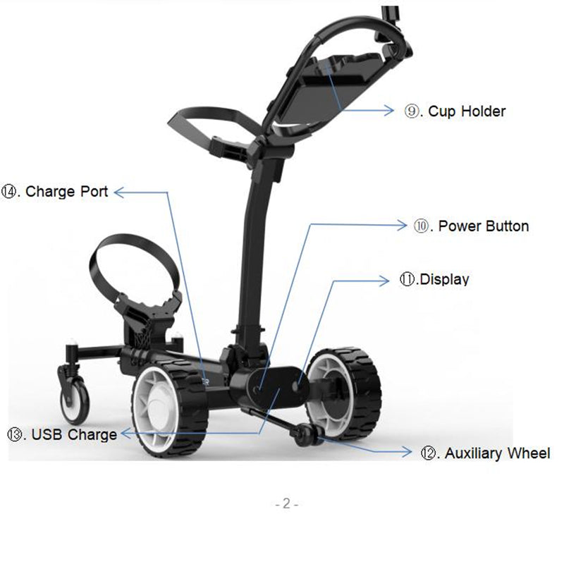 Follow Me Electric Golf Cart Buggy Remote Control Foldable Trolley 500W