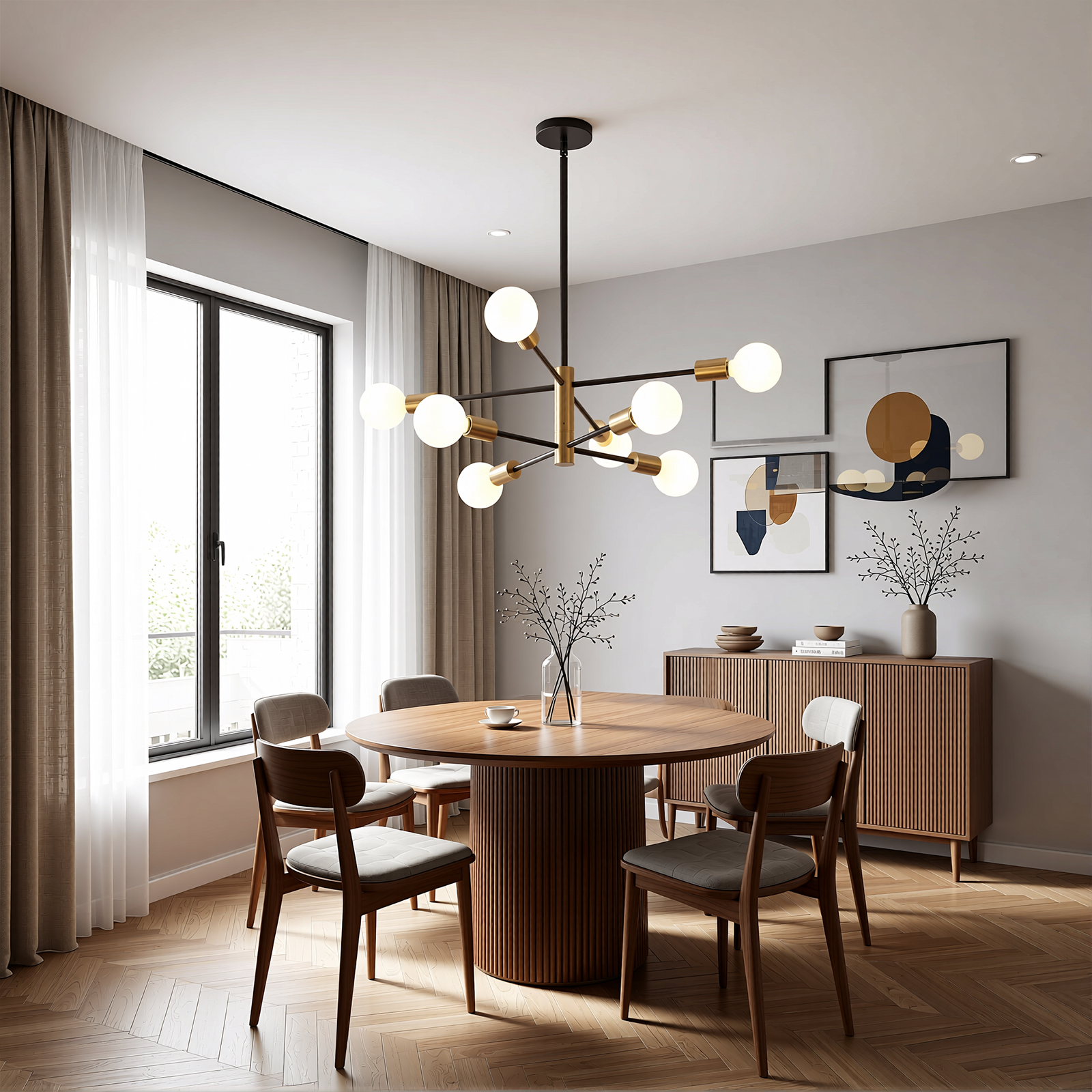 Sputnik Chandelier 8 Light Modern Pendant 3 Color Ceiling Light CL-HWGC8