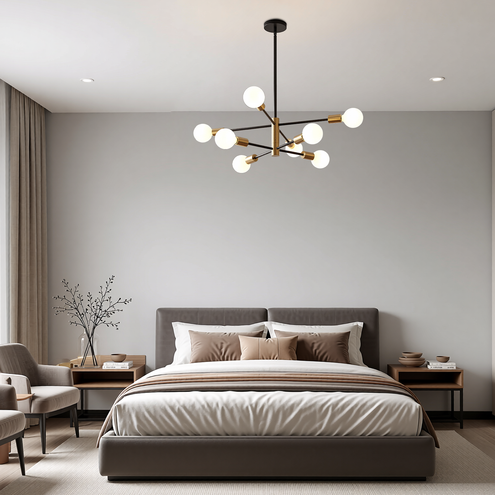 Sputnik Chandelier 8 Light Modern Pendant 3 Color Ceiling Light CL-HWGC8