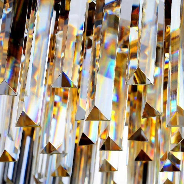 Luxury Crystal Chandelier Ceiling Light Fixture LED Pendant Lamp Crystal Strip chandelier-Golden