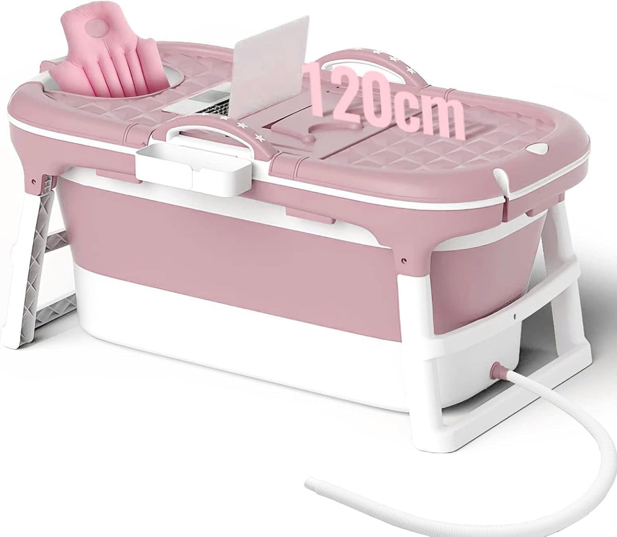 Adult Foldable Bathtub 120x62cm pink tub with support legs