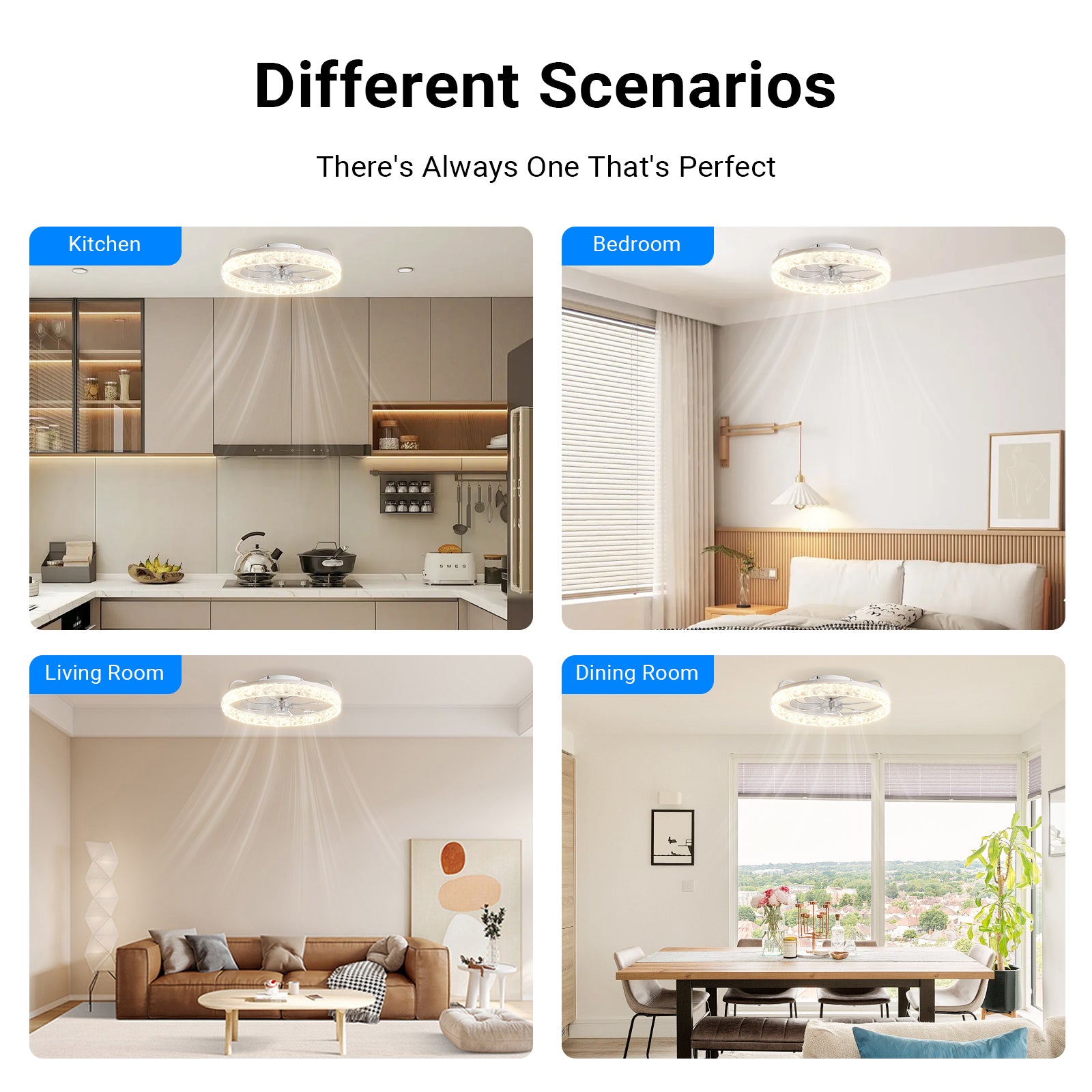 50cm Flush Mount Ceiling Fan with Crystal Light by USOR - Australian Ceiling Fan Store